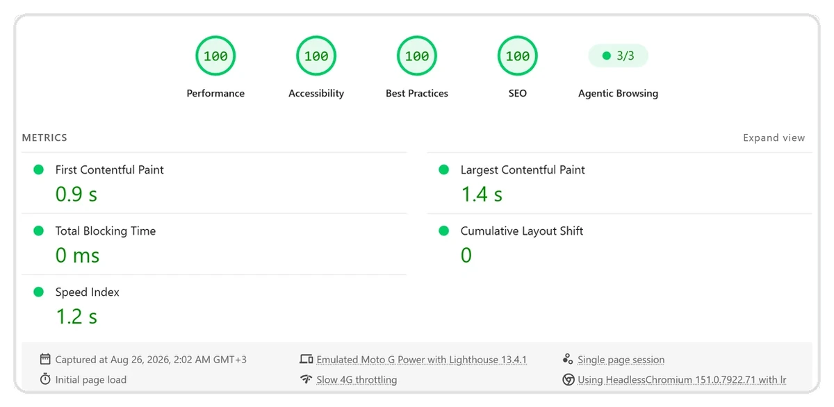 PageSpeed Insights: performans, erişilebilirlik, en iyi uygulamalar ve SEO'da 100