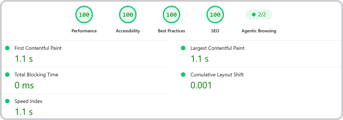 PageSpeed Insights: performans, erişilebilirlik, en iyi uygulamalar ve SEO'da 100