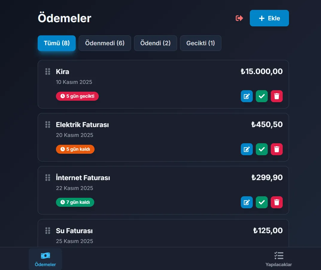 Payment ve Task Tracker - Proje görseli